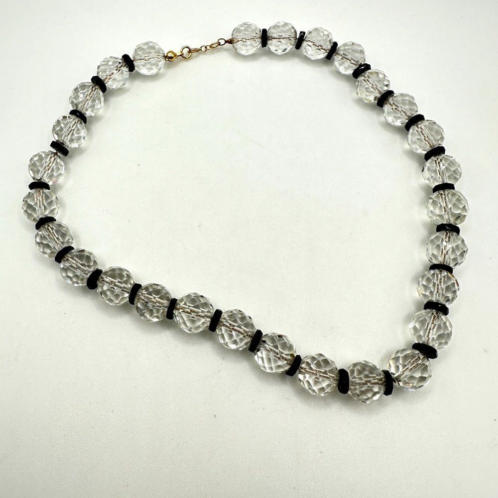 15” faceted Crystal necklace strung on a 10kt yellow gold chain!